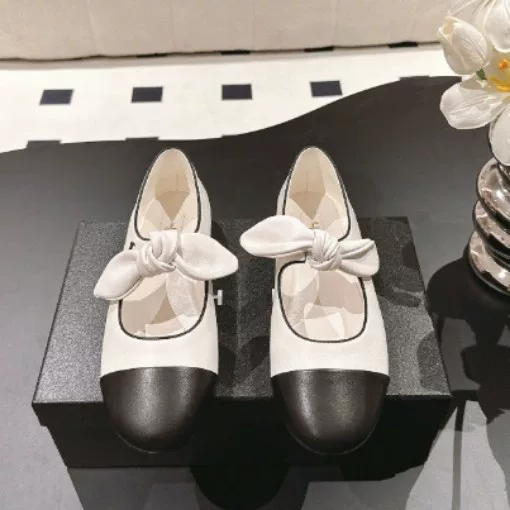 Кожаная модная универсальная обувь с бантом, стиль Chanel