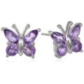 2024跨境亚马逊外贸新款紫色蝴蝶耳钉锆石耳钉铜女士生日礼物耳环