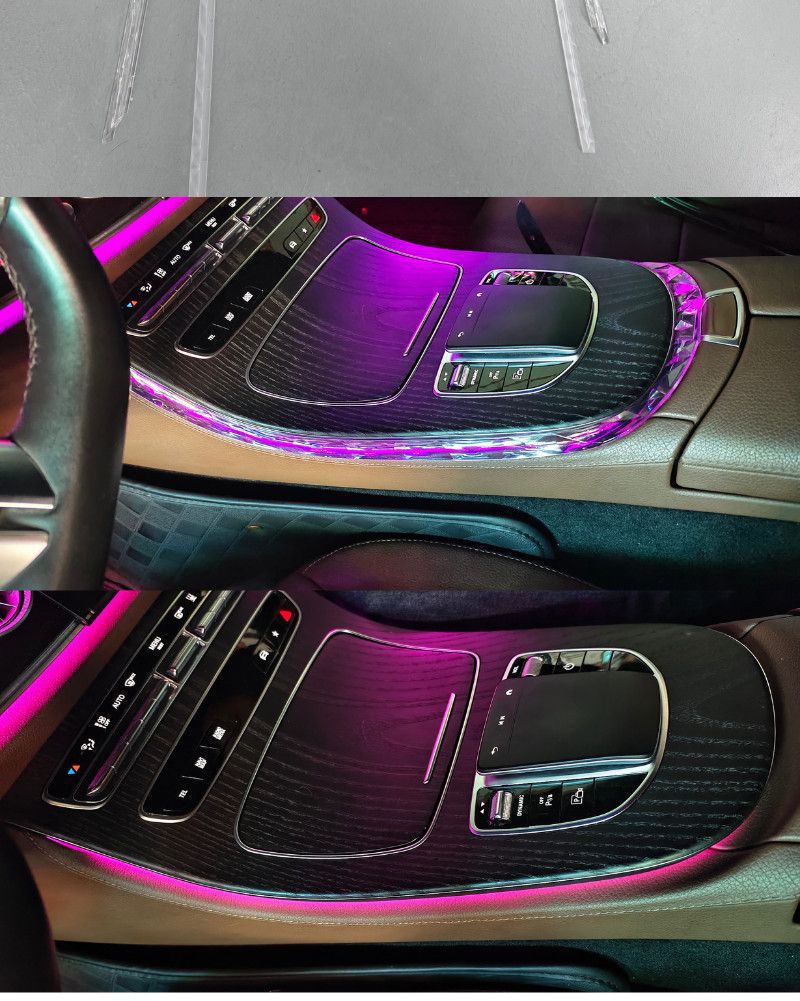 Suitable for 2016-2023 Mercedes-Benz E-Class center console edge crystal light frame, E260L/E300L ambient light decorative frame