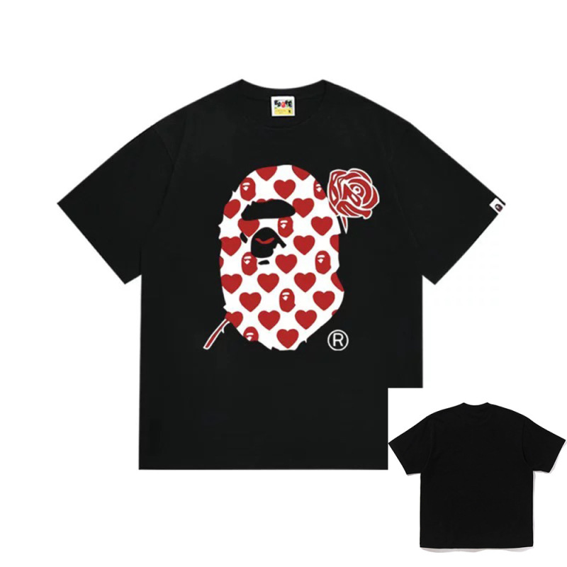 APE Ape トレンドブランド 外国貿易 ヘビーウェイト ピュアコットン ラウンドプリント ユニセックス ゆったり プレミアム 半袖 Tシャツ 25SS|undefined