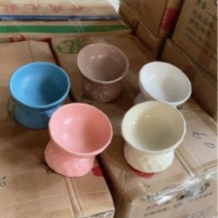 High-legged cat bowl Macaroon color pet ceramic bowl neck protection oblique cat basin anti-knock pet bowl cross-border wholesale
