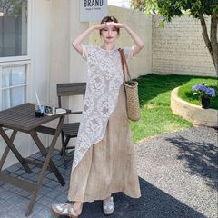 大码胖蕾丝罩衫吊带裙套装女2025夏季新款气质法式两件套潮氨纶