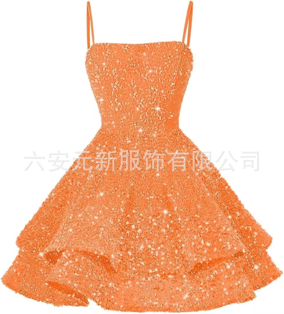 Comercio exterior de Europa y América Amazon nuevo cinturón de sequillas sexy cuello en V corto vestido de baile de fiesta