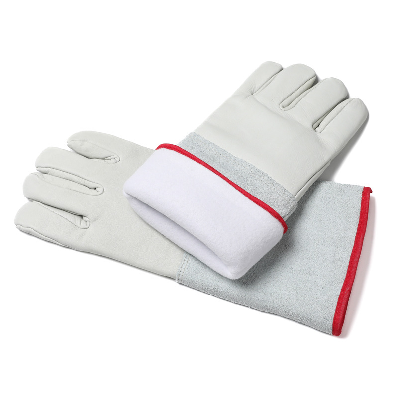 Guantes de nitrógeno líquido, guantes resistentes a bajas temperaturas, almacenamiento en frío, anticongelante de gas de GNL, guantes de seguro laboral, fabricantes de laboratorio, lugar transfronterizo