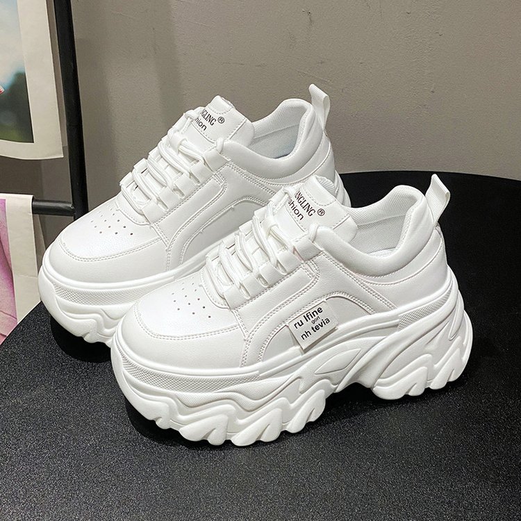 Inner Height-Increasing Daddy Shoes for Women in Spring and Autumn New Thick-Soled Round-Toe Foot-Showing Small Sneakers Trendy