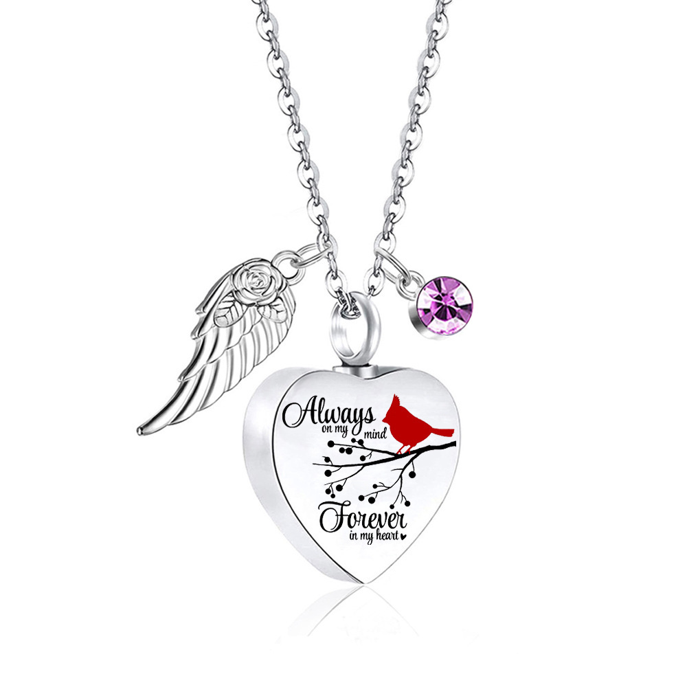 AliExpress de acero inoxidable torcido melocotón en forma de corazón collar de hombres y mujeres de estilo europeo y americano ataúd cinerario letras conmemorativas colgante de amante de mascotas