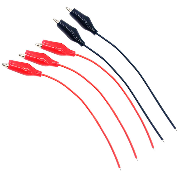 单头鳄鱼夹纯铜电源线测试线夹子充电夹带护套接线夹实验测试导线