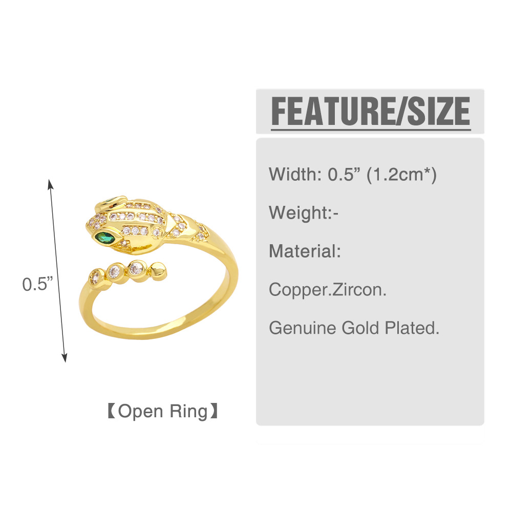 opening ring zircon snake ring tide snake bone index finger ring