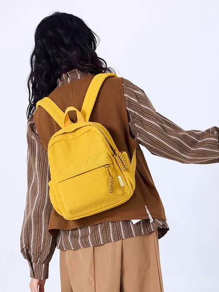 Simple Corduroy Small Backpack for Women 2026 New Model Student Casual Corduroy Double Shoulder Bag Ins Style Small Backpack