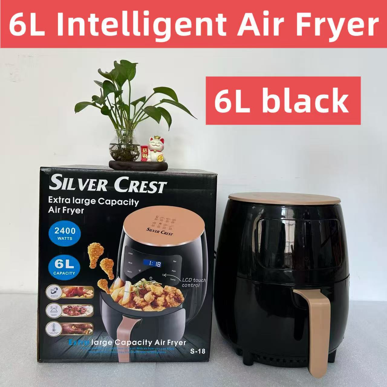 Large-Capacity Air Fryer Electric Fryer Cross-Border 6L Air Fryer French Fries Machine Multi-Function Smart Touch Screen Oven