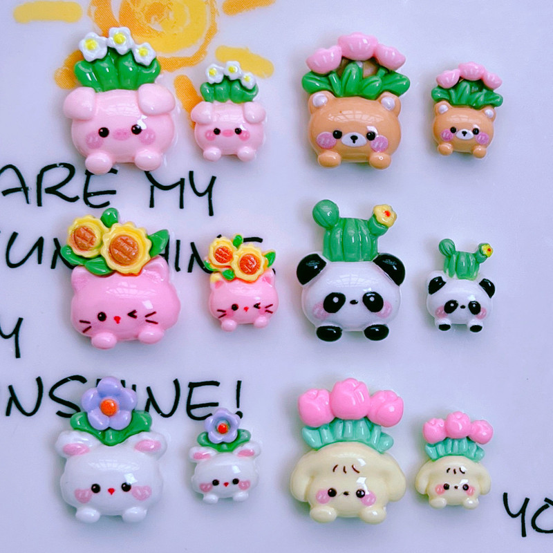 Glossy Cartoon Animal Panda Bear Puppy Cat Potted Flower Sunflower Hairpin Hair Rope Shoe Buckle Accessories Glossy Cartoon Animal Panda Bear Puppy Cat Potted Flower Sunflower Hairpin Hair Rope Shoe Buckle Accessories