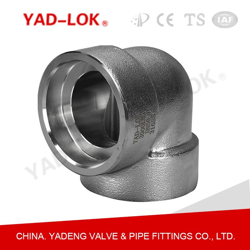 YADLOK亚登不锈钢90度内丝模锻体弯头 承插焊弯头  厂家直供