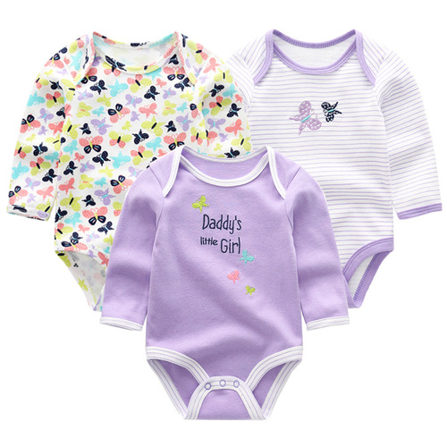 Newborn bag fart clothes cartoon baby clothes cotton long-sleeved baby jumpsuit three-piece set one piece drop shipping