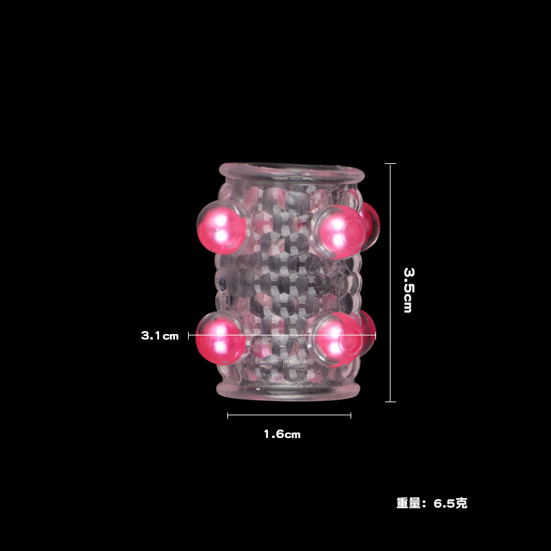 Textured TPE Penis Sleeve with Locking Ring, Large Bumps and Beads, Random Color — detail image 2