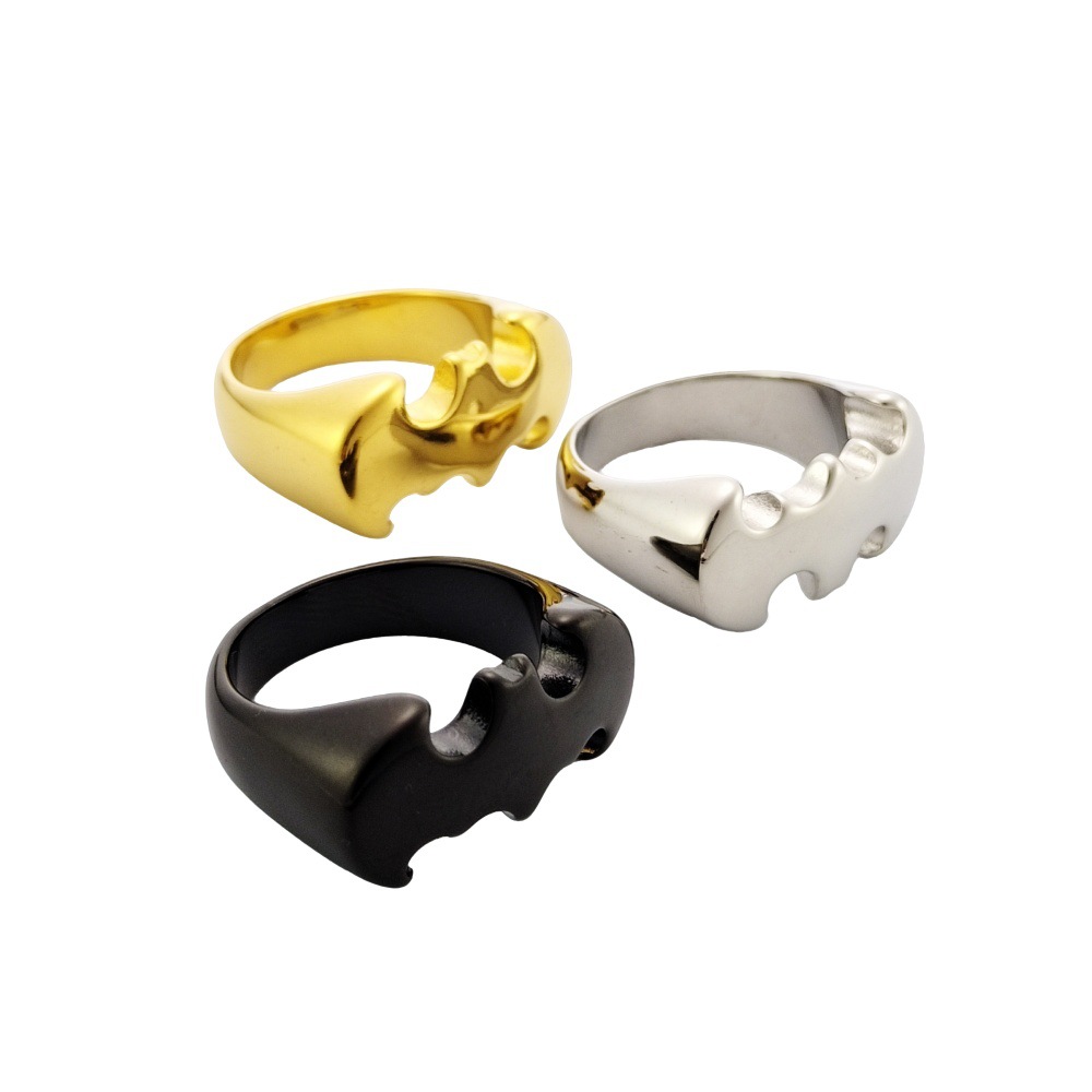 European and American Film and Television Style Jewelry Wholesale Titanium Steel Men's Jewelry Batman Ring