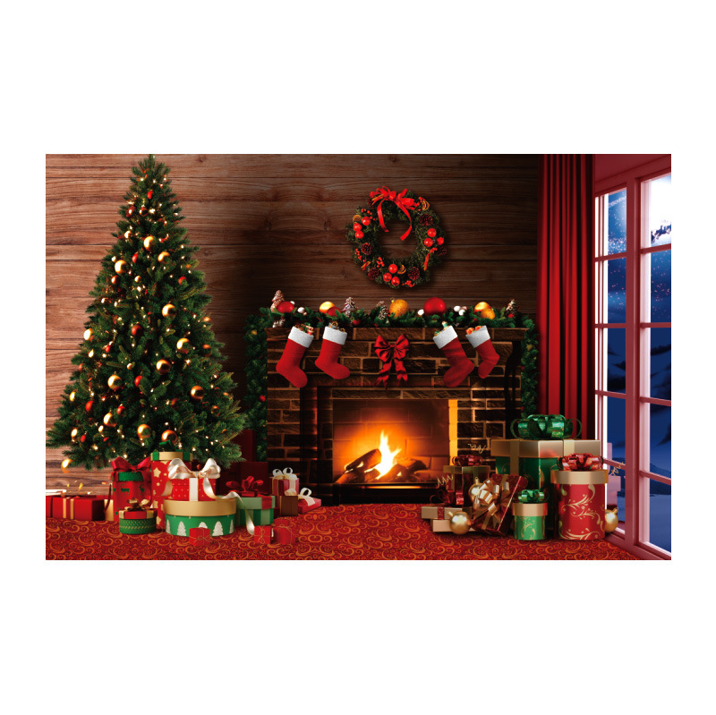 2025 new Christmas background cloth festive decoration party door cover cross-border Christmas garage door banner customization 5