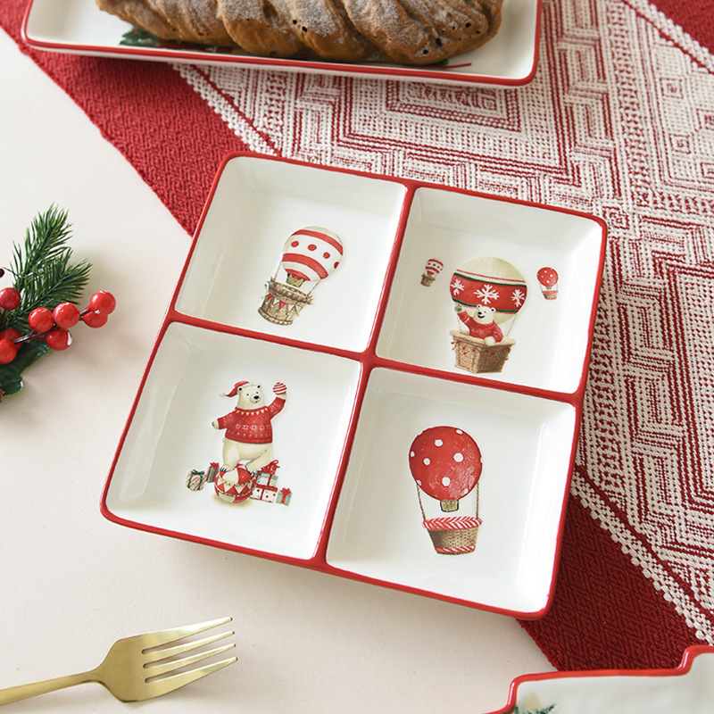 Función práctica de Navidad multijugador Plato de mesa serie de platos de oso polar de cerámica Amazon Plato de mesa transfronterizo