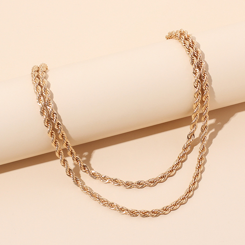 39g Weight Necklace Classification Wedding, Travel Occasion Women'S Gender Fashion Stacked Twist Alloy Necklace Bracelet Set Wholesale 6