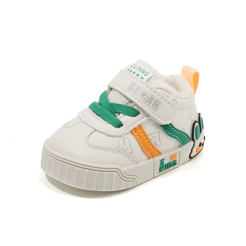 Winter children's fleece cartoon footwear for early age, shoes, sneakers, soft sole, 2 years