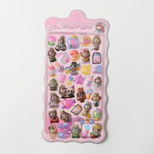 拉布布儿童卡通贴纸女孩3d立体浮雕贴可爱咕卡贴画宝石水晶贴贴纸