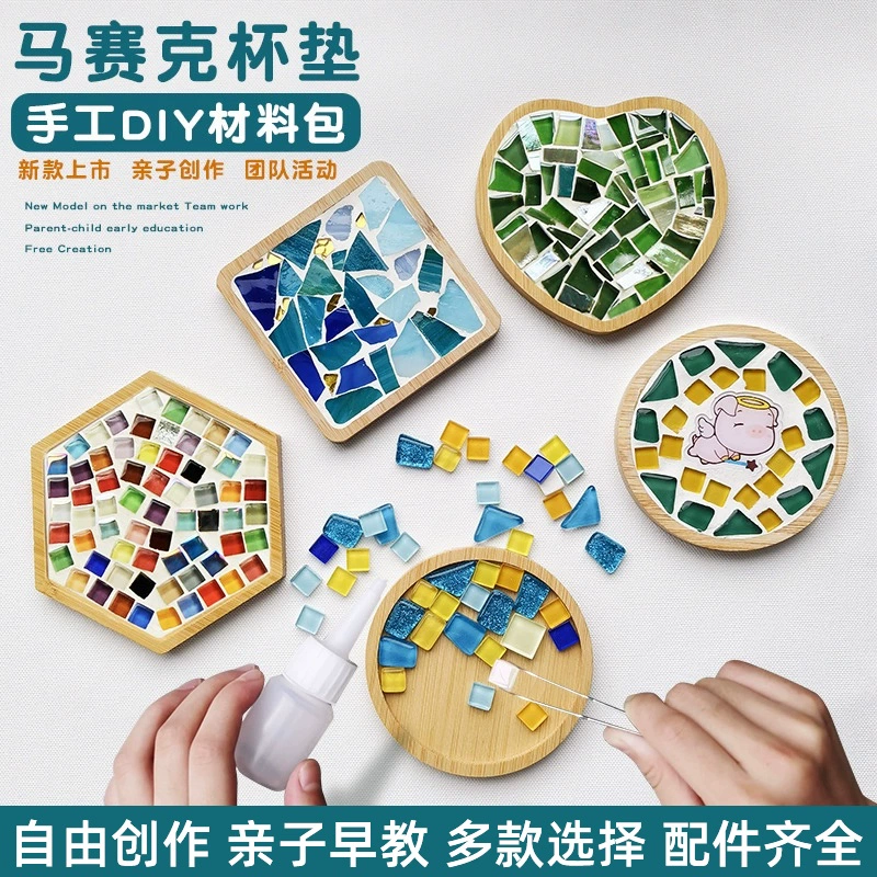 Набор для творчества: мозаичные подставки своими руками, новогодний набор для рукоделия