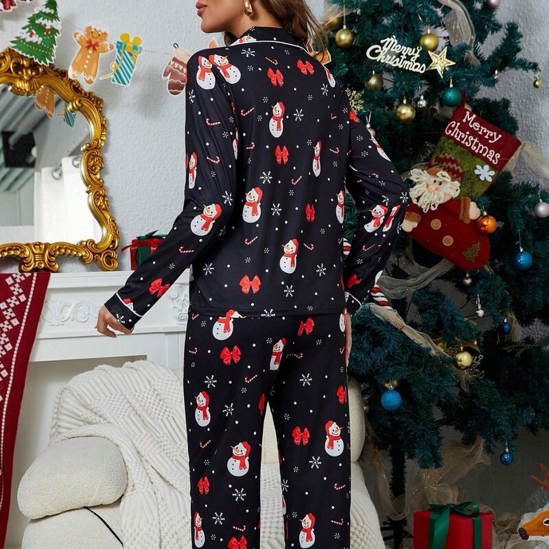 2026 Cross-Border European and American Foreign Trade Women's Pajamas Christmas and New Year Cartoon Two-Piece Set Milk Silk Loungewear 2026 Cross-Border European and American Foreign Trade Women's Pajamas Christmas and New Year Cartoon Two-Piece Set Milk Silk Loungewear