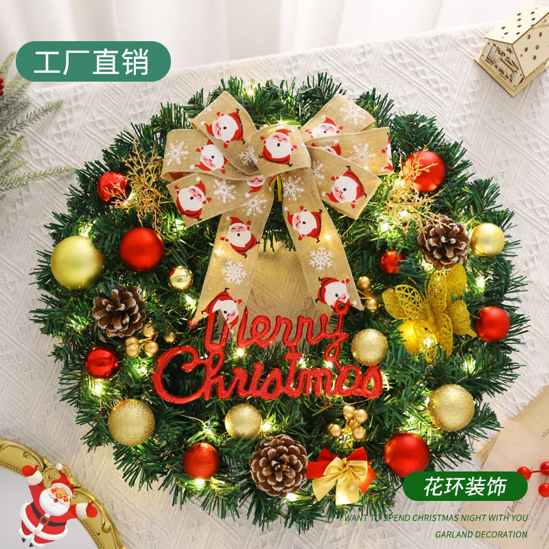 Navidad guirnalda Estilo nórdico decoraciones de Navidad hogar pared colgante puerta adornos Navidad bola cinta Garland Ratán