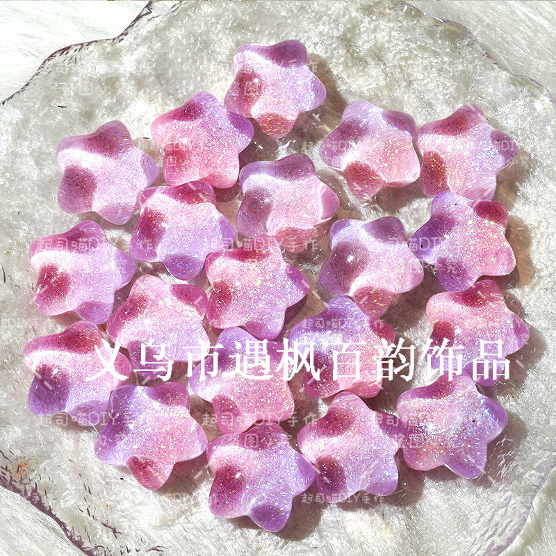 无孔爆款极光萤火虫夜光胖星星配饰手工diy发夹奶油胶手机壳配件|undefined