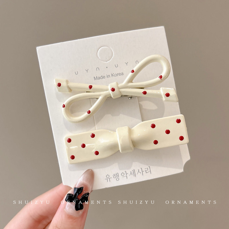 1# white polka dot pair 5cm