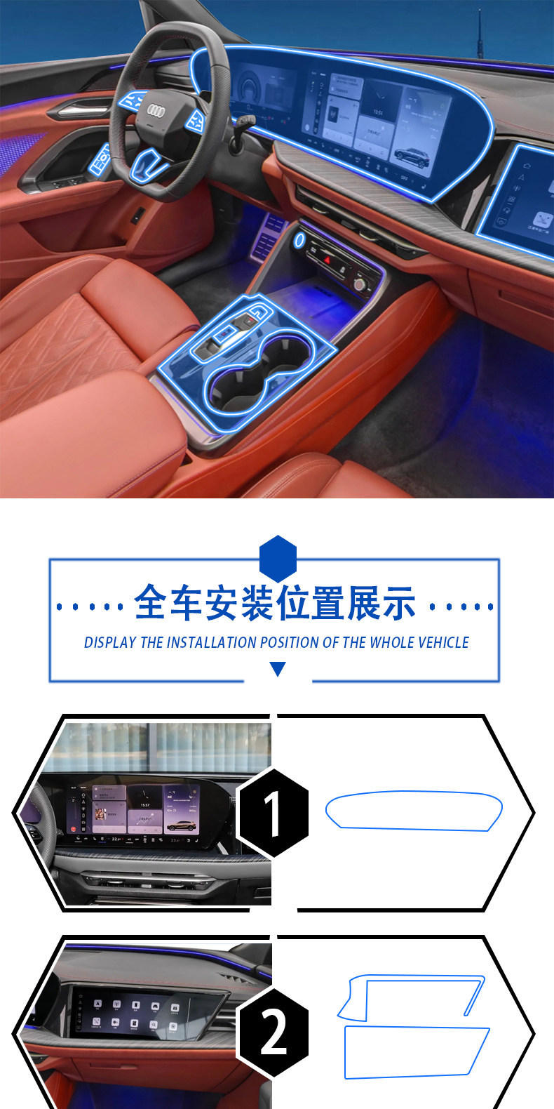 Suitable for 26 Models of Audi Q5L Navigation Screen Film, Center Console Gear Shift Film, Interior Protective Film, and Decorative Modification