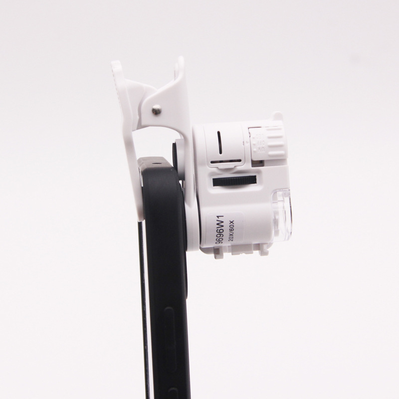 New Handheld LED Light 20x/60x Phone Clip Magnifier for Identification, Portable Banknote Checker, High-Definition Microscope