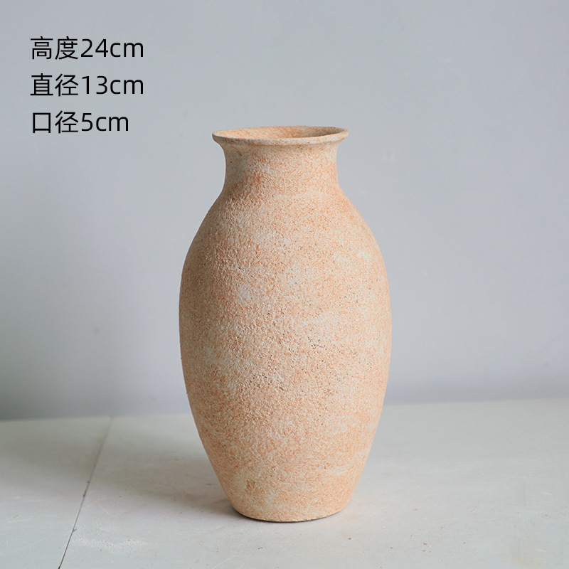 Color de la tierra Jingdezhen vasos de cerámica retrógrado hotel artesanal nórdico alojamiento residencial floral silenciosa decoración cerámica rugosa