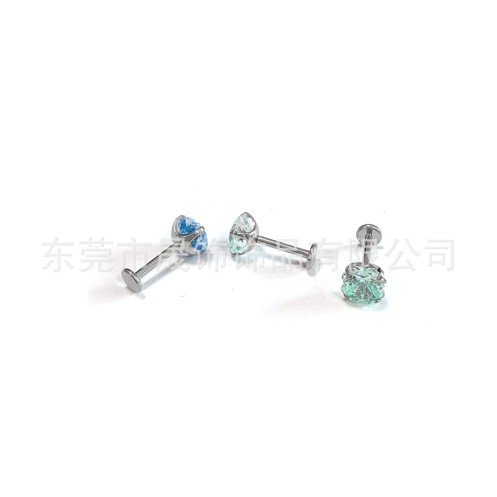 F136 Titanium Alloy 四叶草 Cubic Zirconia Ear Stud 渐变幸运草 Helix Cartilage Stud G23 Titanium Internal Thread Piercing Jewelry