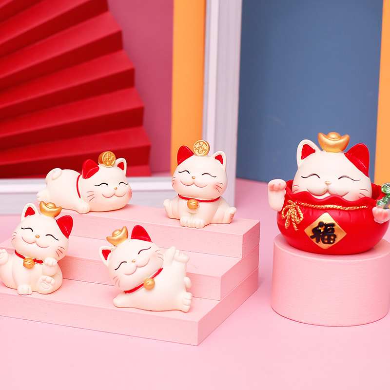 Recruiting*Bring in Wealth and Treasure Cat New Year Living Room Home Decorations New Year Resin Craft Gifts Creative Entrance Decorations Wholesale