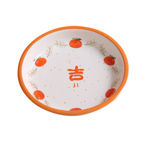 日式大吉大利碗碟创意个性可爱汤碗小号家用饭菜陶瓷盘子学生餐具