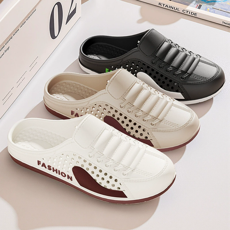 2025 новых летних мужских дышащих сетчатых туфель, без шнуровки, ленивые, без каблука, модные, универсальные, повседневные, модные туфли, полутапочки