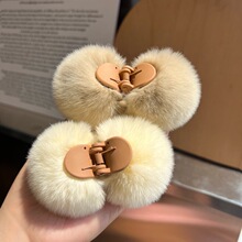 【可爱小毛球发夹】真獭兔毛抓夹秋冬网红ins毛绒小夹子边夹发饰