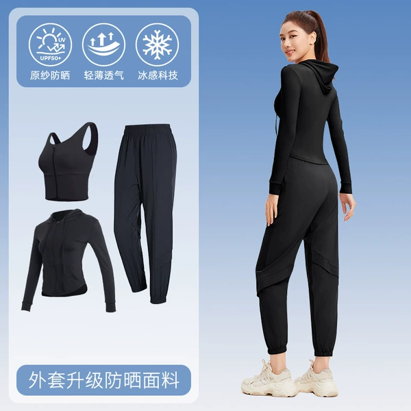 Black jacket, set, sun protection, 3 piece set