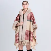 869 # Factory Outlet Свободный плед на флисовой подкладке утолщенный шерстяной воротник вязаный платок Женская шерстяная шаль куртка