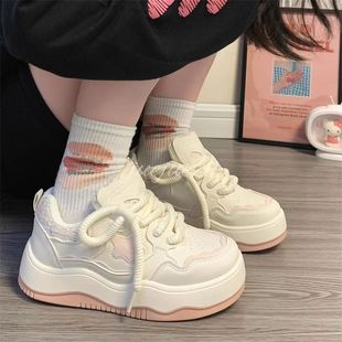 Korean Style Star Original Thick Sole White Shoes Children's Niche Design 2024 New All-match Student Casual Anti-slip Shoes