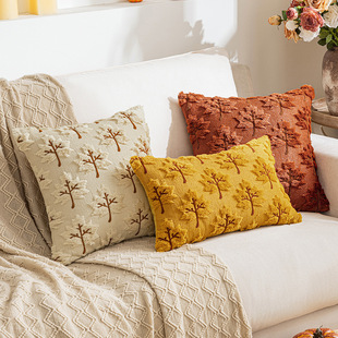 Autumn Style Maple Leaf Plush Pillow Stereo Leaf Embroider Pillow Cover Living Room Sofa Waist Pillow Cushion Cushion Cover