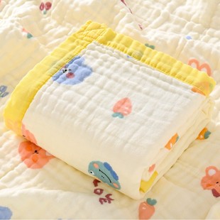 Cross-Border Six-Layer High-Density Wide-Brimmed Bath Towel Newborn Soft Printed Cartoon Blanket Newborn Cotton Gauze Bath Towel
