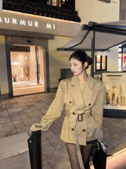 感风衣外套女秋季新款女装卡其色英伦风小个子收腰短款大衣潮