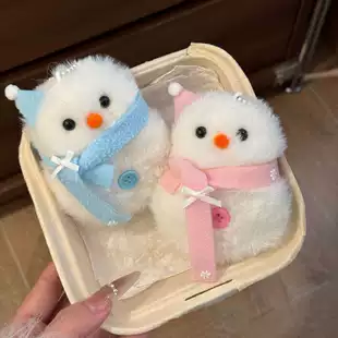 Мягкий брелок-снеговик в шарфе подвеска на сумку