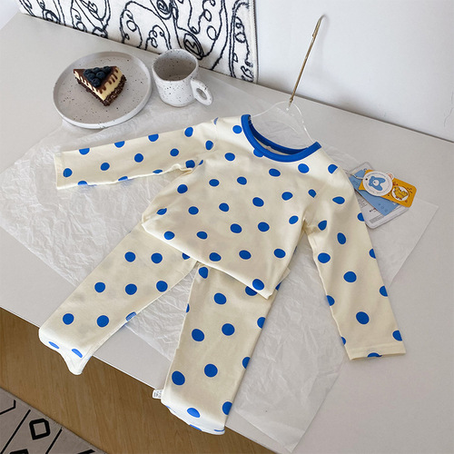 Anmeiya's new children's Lycra cotton seamless home wear four-season Korean style comfortable autumn clothes and pajamas set