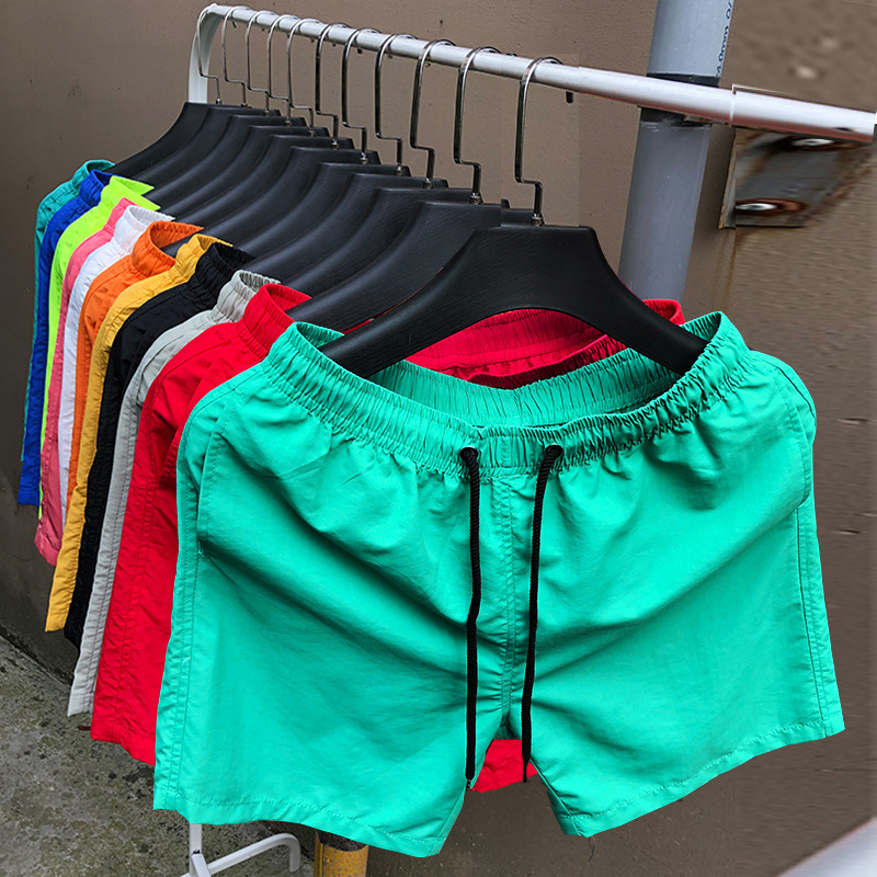 Men's Summer Beach Shorts Korean Style Quick-Dry Candy Color Loose Thin Sports Shorts Trendy