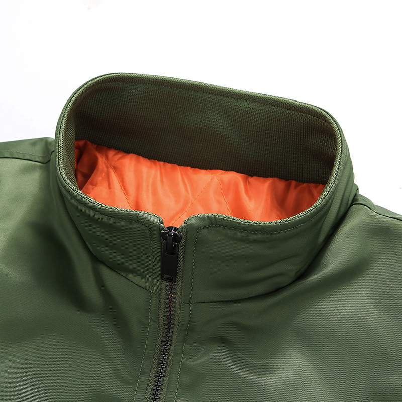 Monochrome Man- Foreign Trade Winter For Men, Casual Large Size Baseball Collar Padded Thickened Workwear Flight Jacket_voghion.com