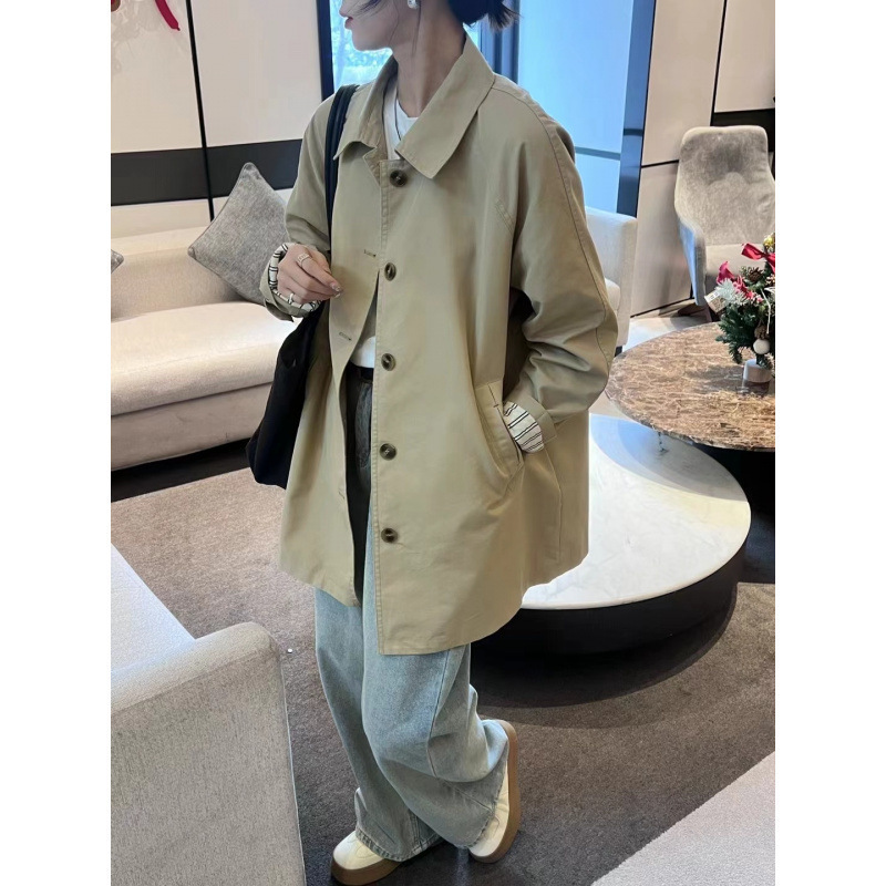 卡其色风衣外套女年秋季新款韩版感宽松中长款休闲上衣|undefined