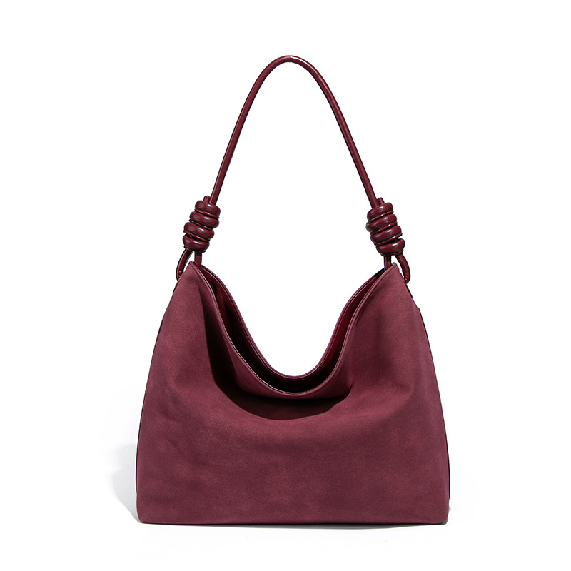 New Korean Style Women's Autumn/Winter Retro Faux Suede Tote Bag Luxury Casual Large Capacity Shoulder Bag - Thumbnail 8