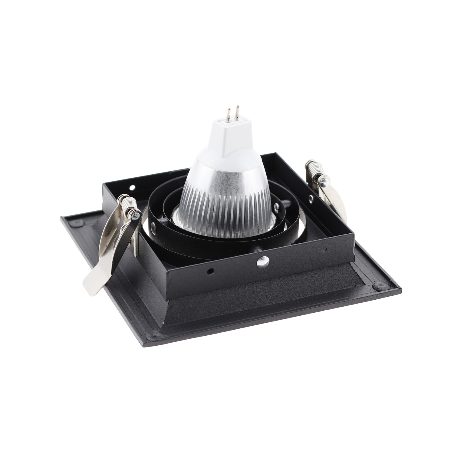Lámpara de rejilla de una sola cabeza Tarjeta de marco exterior GU10 MR16 lámpara de cubo de la taza soporte blanco y negro proyector LED Kit de concha